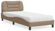 vidaXL Pat cu saltea, cappuccino, 90x200 cm piele ecologică