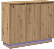 vidaXL Bufet LED Stejar Artizanal 90 x 32 x 75 cm Lemn compozit