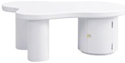 Măsuță de cafea asimetrică cu spațiu de depozitare, pentru living și birouri, 100x60x37 cm, Alb