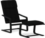 vidaXL Scaun de relaxare cu taburet, negru, textil