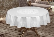 Fata de masa rotunda, teflonata si impermeabila, 160 cm Alb