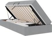 vidaXL Pat cu saltea și spațiu de depozitare Gri deschis 90 x 190 cm