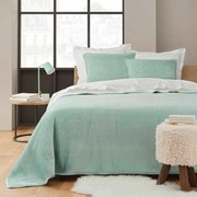 Set cuvertură și față de pernă verde matlasat din sherpa 240x220 cm Mylene – douceur d'intérieur