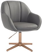 HR2055CROSS Scaun Gri din Piele Ecologica cu Bază Aurie