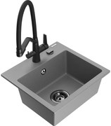 Mexen Milo chiuvetă de bucătărie din granit cu 1 cameră și baterie Duo, gri - 6505-71-671701-70-B