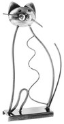 Pisică metalică așezată, pe soclu, 34,5 cm