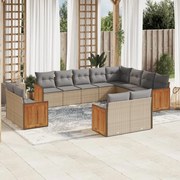 vidaXL Set canapele de grădină cu perne, 12 piese, bej, poliratan