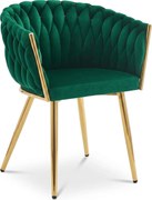 Scaun Dining Tip Fololiu Mira Catifea Verde, Picioare Aurii