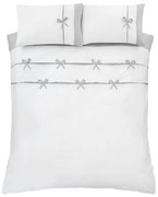 Lenjerie de pat albă-gri pentru pat dublu, extinsă 230x220 cm Milo Bow – Catherine Lansfield