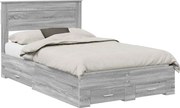 vidaXL Cadru de pat cu headboard Gri Sonoma 120 x 190 cm Lemn compozit