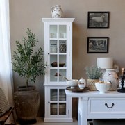 Vitrina din lemn masiv cu 2 usi si rafturi, finisaj alb, Marseille