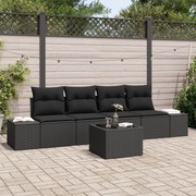 vidaXL Set de canapele pentru grădină 5 pcs Negru 55 x 55 x 37 cm