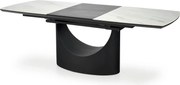 Masa extensibila OSMAN, alb efect marmura/negru, ceramica/metal, 160/2