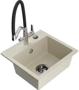 Mexen Milo chiuvetă de bucătărie granit 1-componente cu baterie Duo, bej - 6505-69-671701-07-B