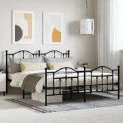 vidaXL Cadru pat fără saltea, cu tăblie picioare negru 160x200cm metal