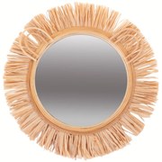 Oglinda pentru copii LEU, Ø 38 cm, cu rama din rafie
