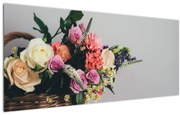 Tablou cu coș și flori (120x50 cm)