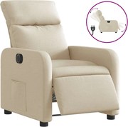 vidaXL Fotoliu rabatabil electric, crem, material textil