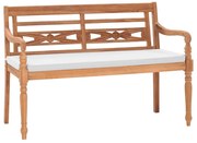 vidaXL Bancă Batavia cu perne, 120 cm, lemn de tec