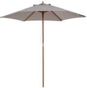 Outsunny Umbrelă de Grădină 2.5x2.3m Parasolar cu 6 Nervuri din Lemn și Poliester Crem | Aosom Romania