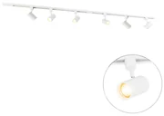 Sistem modern de iluminat pe șine cu 6 spoturi albe monofazate 200cm - Iconic Jeana
