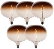 Set de 5 becuri LED E27 dimabile G220 maro 4,9W 130 lm 1800K