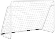 vidaXL Poartă de fotbal cu plasă, alb, 180x90x120 cm, oțel