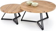 Set 2 masute cafea ANGER, stejar auriu/negru