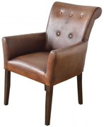 Scaun dining, maro, din piele naturala, aspect clasic, Cambridge
