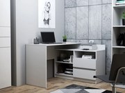 BIA515 - Birou pe colt, stanga/dreapta, 120x105x75 cm, masa de calculator cu 2 sertare, office - Alb