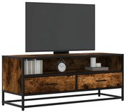 vidaXL Dulap TV stejar fumuriu, 100x34,5x40 cm lemn prelucrat și metal