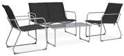 vidaXL Set mobilier de grădină, 4 piese, negru, oțel și textil
