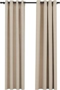 vidaXL Perdele opace, aspect pânză, cu ocheți, 2 buc., bej, 140x245 cm