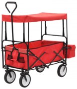 vidaXL Cărucior manual pliabil cu copertină, roșu, oțel