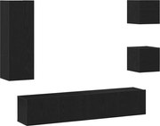 vidaXL Set comodă TV Pe perete 5 pcs Stejar Negru 160 x 30 x 30,5 cm