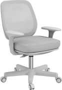 Vinsetto Scaun de Birou Rabatabil cu Inaltime Reglabila, Scaun Ergonomic si Tesatura Respirabila cu 5 Roti 55x48x82.5-94.5 cm, Gri