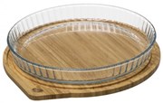 Vas termorezistent Arjun rotund, capac bambus, 32 x 29.5 x H 4.3 cm, 1.6 litri