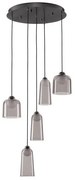 Lustra cu 5 pendule LED, Metal, Negru, Acrilic, DIONE