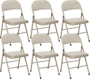 HOMCOM Set de 6 Scaune Pliabile din Metal, Scaune Pliabile din Interior cu Șezut Tapițat din Piele PU și Spătar Deschis | Aosom Romania