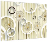 Tablou pe sticlă abstract a păpădiei (70x50 cm)