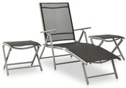 vidaXL Set mobilier de grădină, 3 piese, argintiu, textilenă&amp;aluminiu