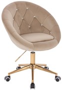 HR8516CK Scaun Latte din Catifea cu Bază Aurie