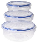 Set de caserole din plastic EH cu capac, 3 buc, 3dimensiuni