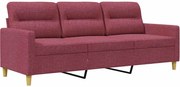 vidaXL Canapea cu 3 locuri, roșu vin, 180 cm, material textil