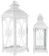 Set de felinare din metal Brillo 2 buc, alb