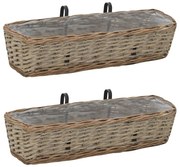 vidaXL Jardinieră de balcon, 2 buc., 60 cm, răchită cu căptușeală PE