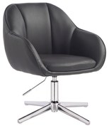 HR2055CROSS Scaun Neagră din Piele Ecologica cu Bază Cromata