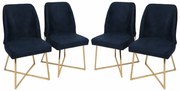 Set de scaune de sufragerie Madrid Dark Blue and Gold, 4 buc., 4 buc