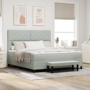 vidaXL Pat cu arcuri cu saltea Gri deschis 180 x 200 cm Catifea