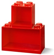 Set 2 rafturi de perete pentru copii LEGO® Brick, roșu